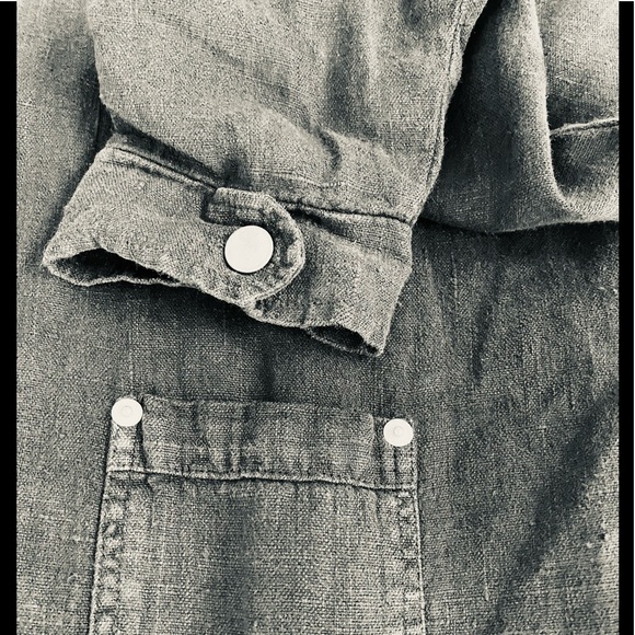 Black Linen “Jean” Jacket with Silver buttons - Picture 4 of 5